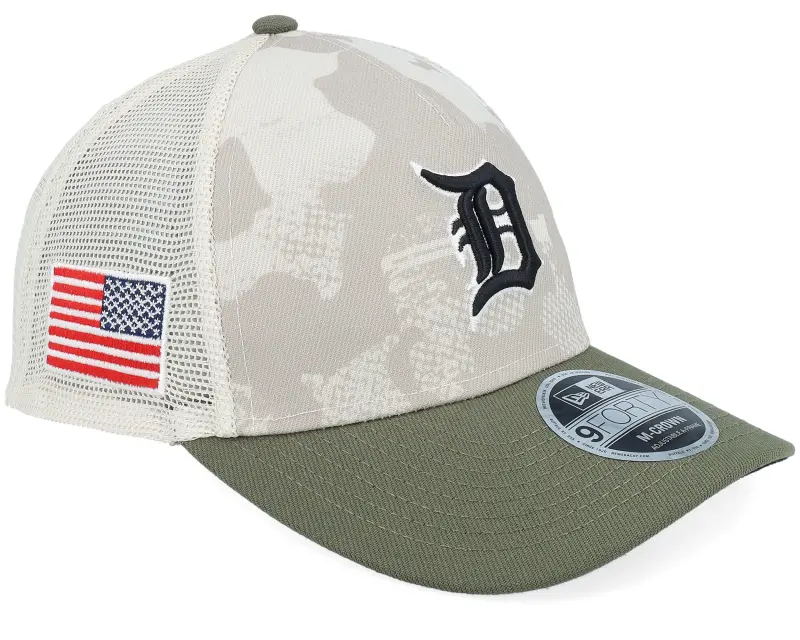 New Era Detroit Tigers MLB Armed Forces Day 9FORTY Mc Stone/Olive A-frame Trucker online
