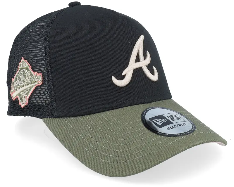 New Era Hatstore Exclusive x Atlanta Braves MLB World Series Black/Olive/Pink A-frame Trucker online