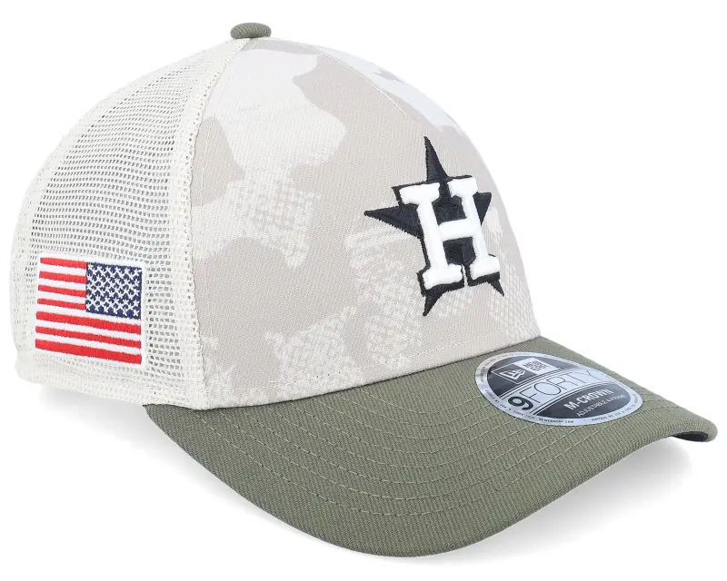 New Era Houston Astros MLB Armed Forces Day 9FORTY Stone/Olive A-Frame Trucker online