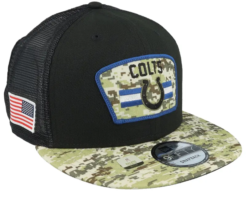 New Era Indianapolis Colts NFL21 Salute To Service 9FIFTY Black/Camo Trucker online