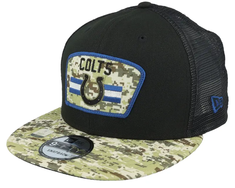 New Era Indianapolis Colts NFL21 Salute To Service 9FIFTY Black/Camo Trucker online
