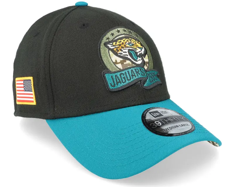 New Era Jacksonville Jaguars M 39THIRTY NFL Salute To Service 22 Black/Teal Flexfit online