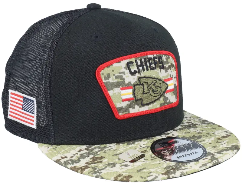 New Era Kansas City Chiefs NFL21 Salute To Service 9FIFTY Black/Camo Trucker online