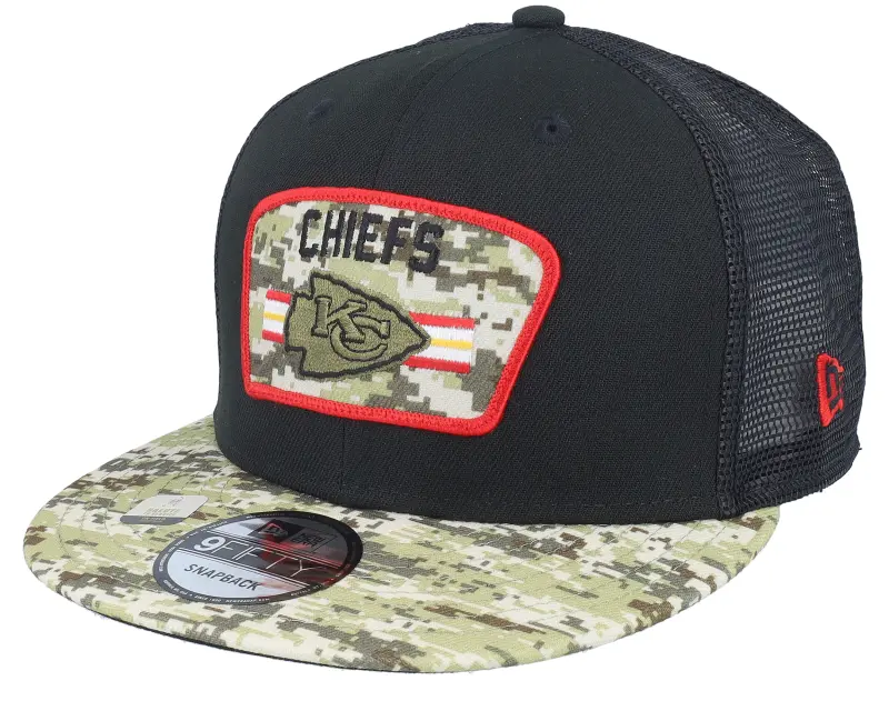 New Era Kansas City Chiefs NFL21 Salute To Service 9FIFTY Black/Camo Trucker online