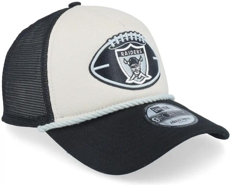 New Era Las Vegas Raiders NFL24 Sideline His 9FORTY Stone/Black A-Frame Trucker online