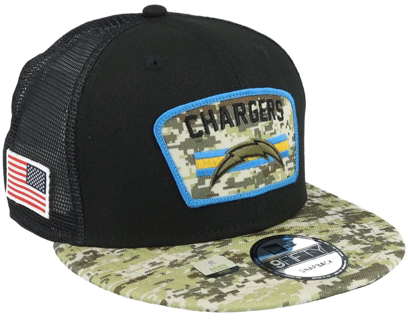 New Era Los Angeles Chargers NFL21 Salute To Service 9FIFTY Black/Camo Trucker online
