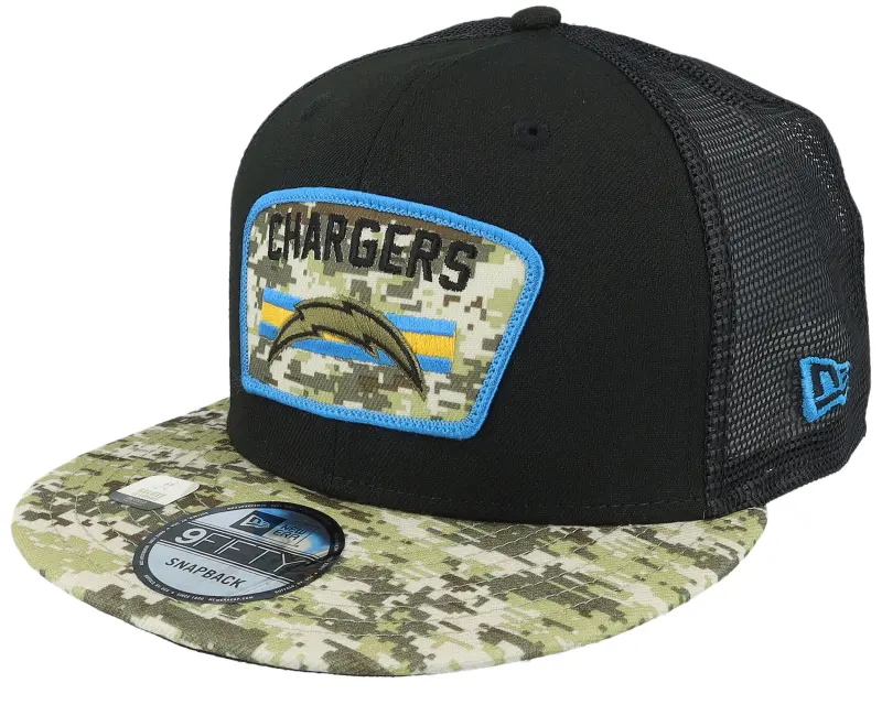 New Era Los Angeles Chargers NFL21 Salute To Service 9FIFTY Black/Camo Trucker online