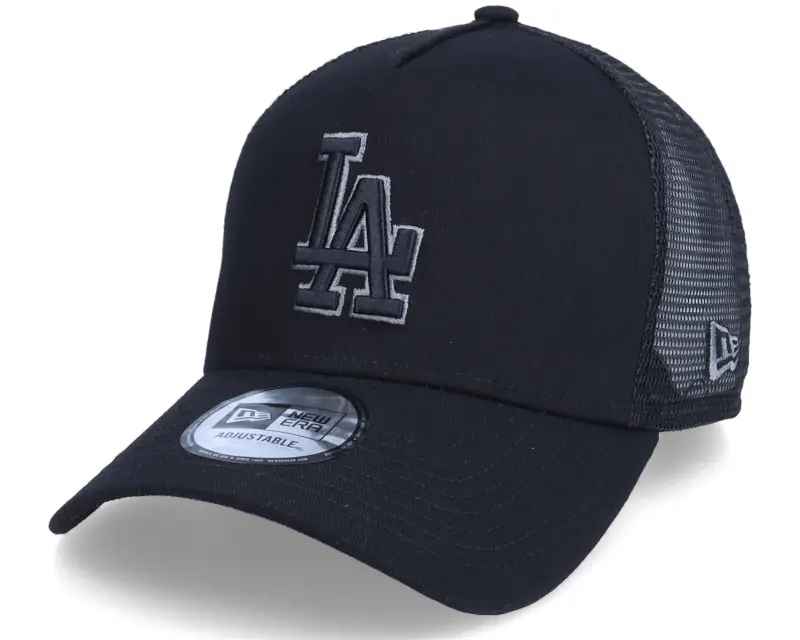 New Era Los Angeles Dodgers Black On Black Team Logo 9FORTY Black A-Frame Trucker online