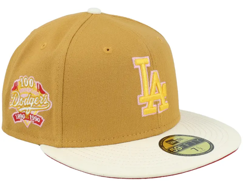 New Era Los Angeles Dodgers Lemon Cheesecake 59FIFTY 100 Tan/Chrome/Scarlet Fitted online