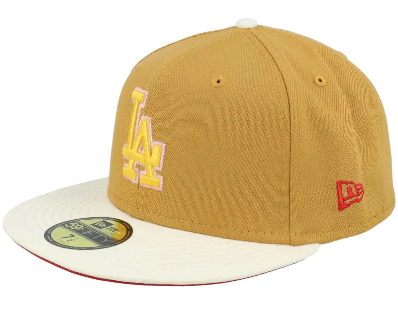 New Era Los Angeles Dodgers Lemon Cheesecake 59FIFTY 100 Tan/Chrome/Scarlet Fitted online