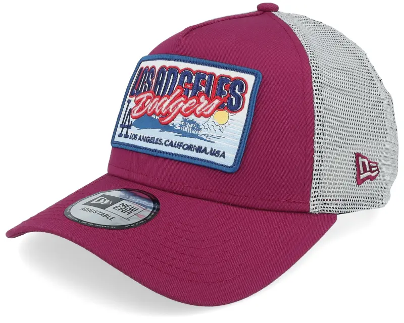 New Era Los Angeles Dodgers MLB Patch Cherry Jam/Grey A-frame Trucker online