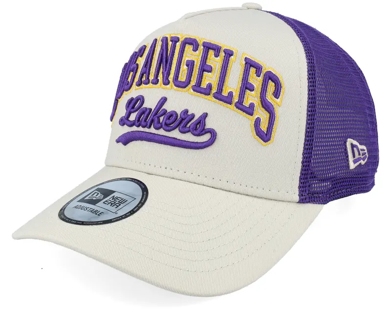 New Era Los Angeles Dodgers Script Grey/Purple A-frame Trucker online