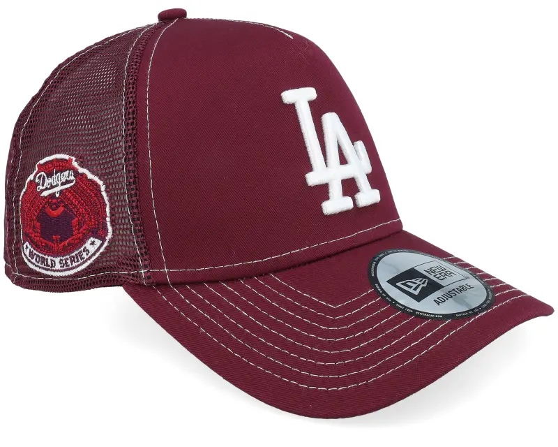 New Era Los Angeles Dodgers World Series Maroon A-Frame Trucker online