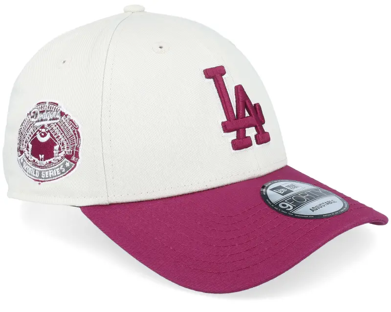 New Era Los Angeles Dodgers World Series Patch 9FORTY Ivory/Cherry Jam Adjustable online