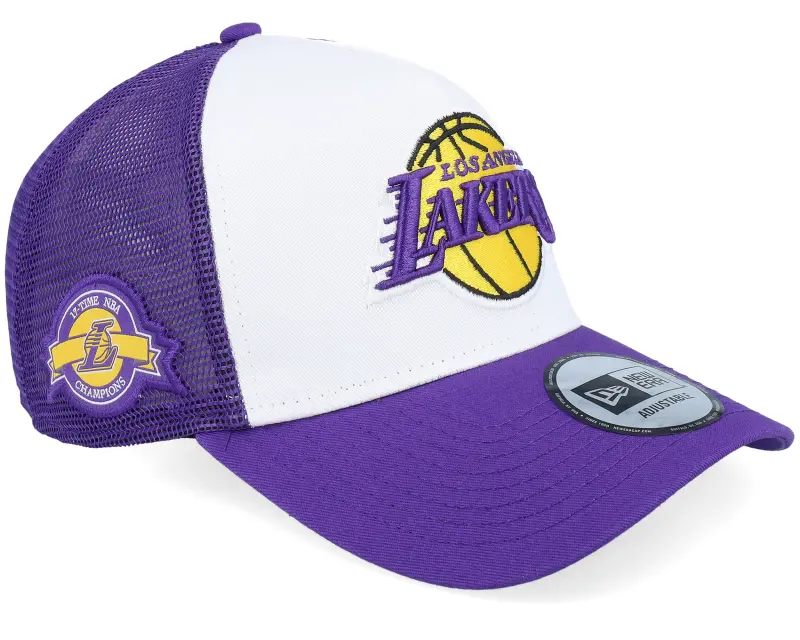 New Era Los Angeles Lakers NBA Side Patch White/Purple A-Frame Trucker online