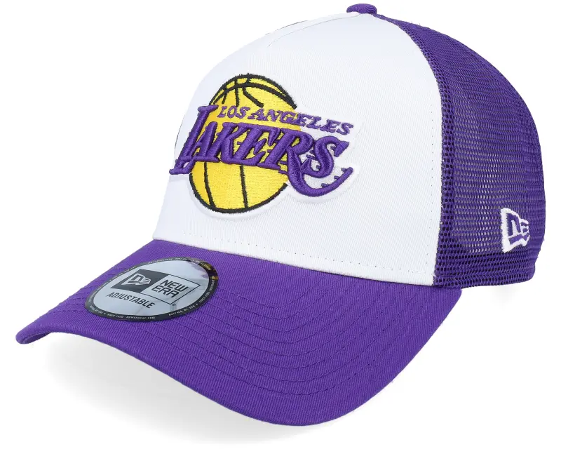 New Era Los Angeles Lakers NBA Side Patch White/Purple A-Frame Trucker online