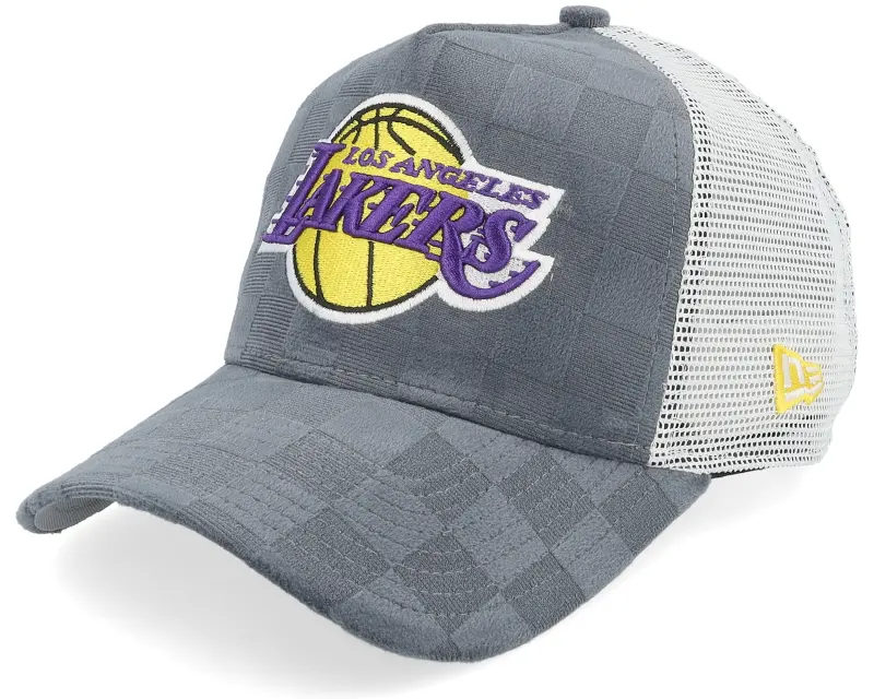New Era Los Angeles Lakers Tonal Check Trucker Grey A-frame Trucker online