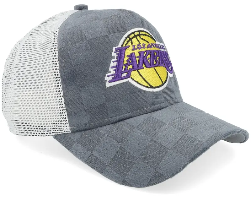 New Era Los Angeles Lakers Tonal Check Trucker Grey A-frame Trucker online