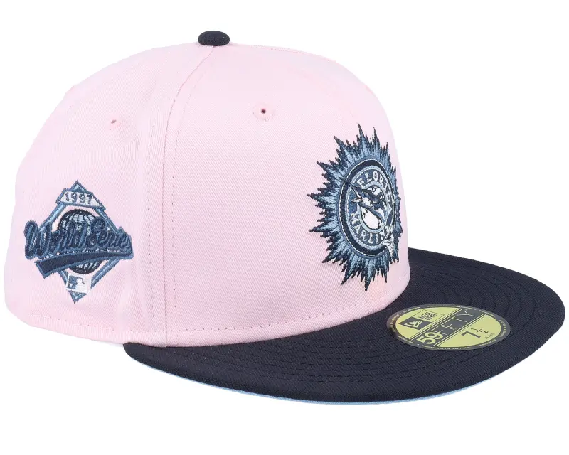New Era Miami Marlins Indigo Milkshake 59FIFTY 97 World Series Pink/Navy Fitted online