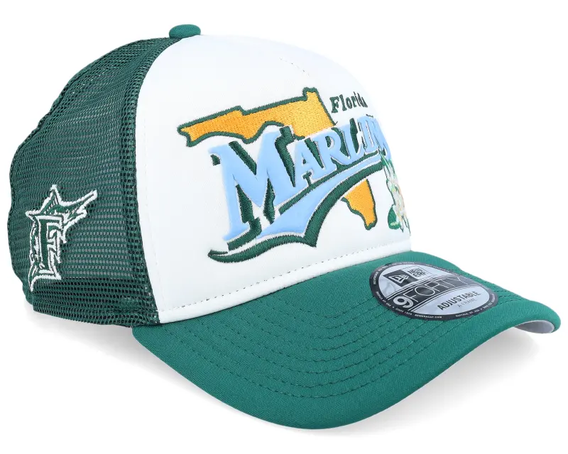 New Era Miami Marlins State Flower White/Green A-Frame Trucker online