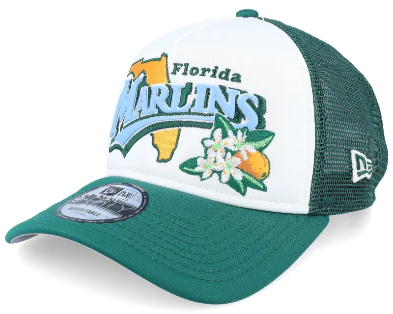 New Era Miami Marlins State Flower White/Green A-Frame Trucker online