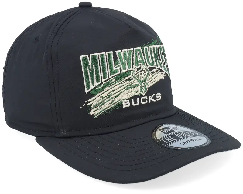 New Era Milwaukee Bucks Throwback Brush Black Strapback online