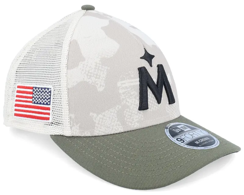 New Era Minnesota Twins MLB Armed Forces Day 9FORTY Stone/Olive A-frame Trucker online