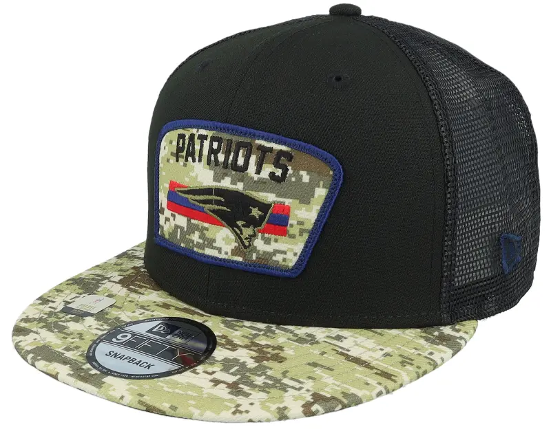 New Era New England Patriots NFL21 Salute To Service 9FIFTY Black/Camo Trucker online