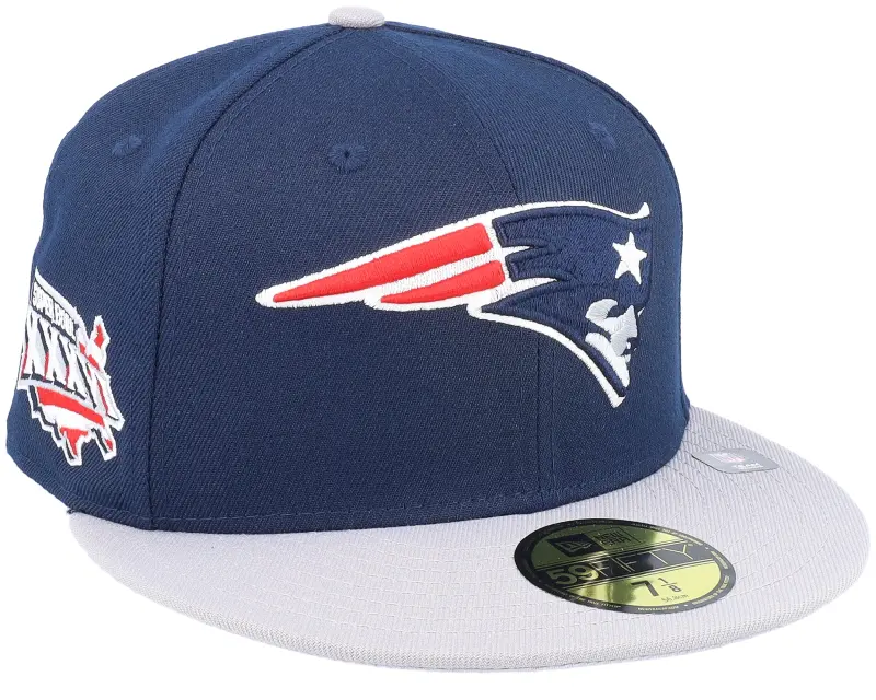 New Era New England Patriots Side Patch 59FIFTY Navy/Grey Fitted online