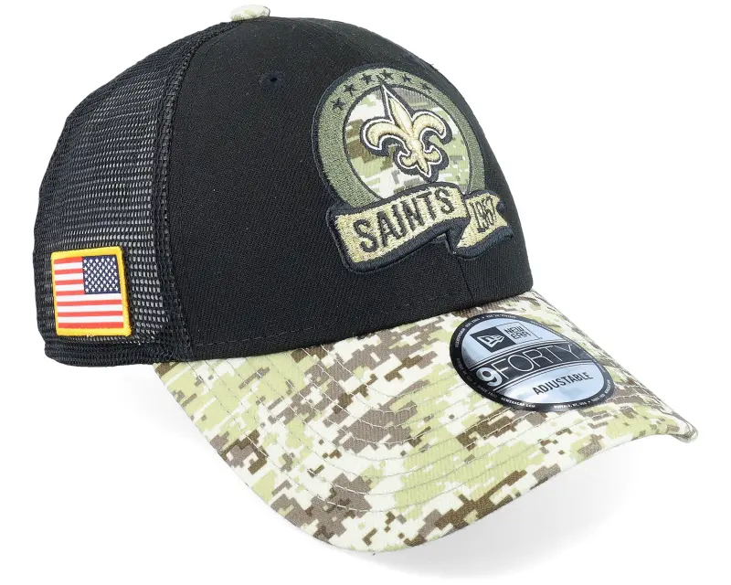 New Era New Orleans Saints M 9FORTY NFL Salute To Service 22 Black/Camo Trucker online