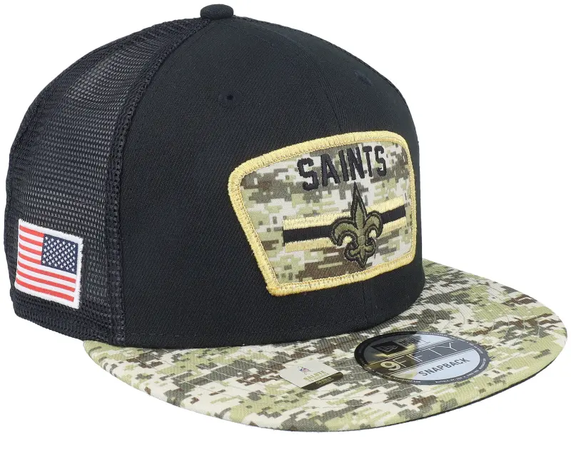 New Era New Orleans Saints NFL21 Salute To Service 9FIFTY Black/Camo Trucker online