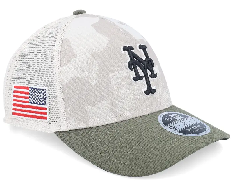 New Era New York Mets MLB Armed Forces Day 9FORTY Stone/Olive A-frame Trucker online