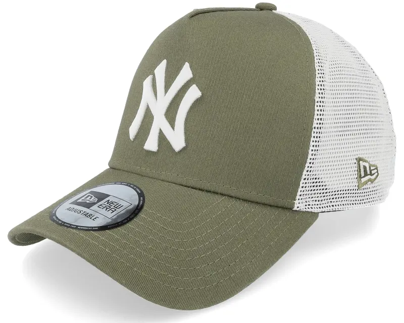 New Era New York Yankees League Essential 9FORTY New Olive/White A-Frame Trucker online