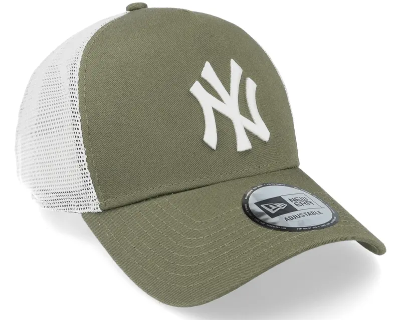 New Era New York Yankees League Essential 9FORTY New Olive/White A-Frame Trucker online