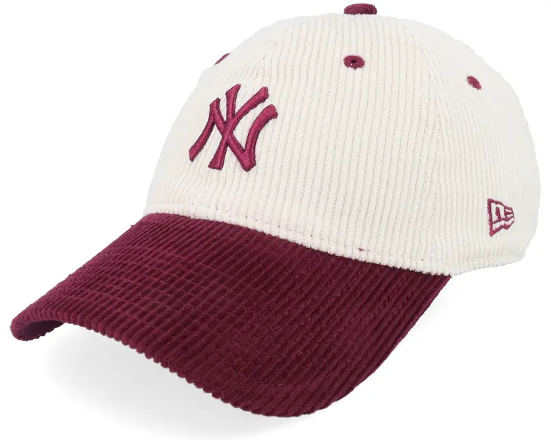 New Era New York Yankees Womens Block Corduroy 9TWENTY Stone/Burgundy Dad Cap online
