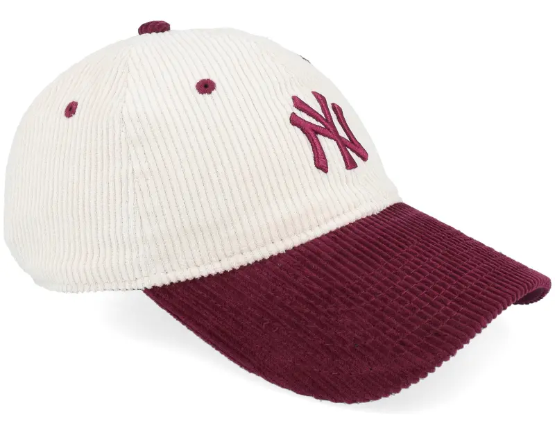New Era New York Yankees Womens Block Corduroy 9TWENTY Stone/Burgundy Dad Cap online