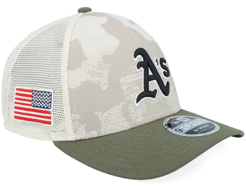 New Era Oakland Athletics MLB Armed Forces Day 9FORTY Mc Stone/Olive A-frame Trucker online