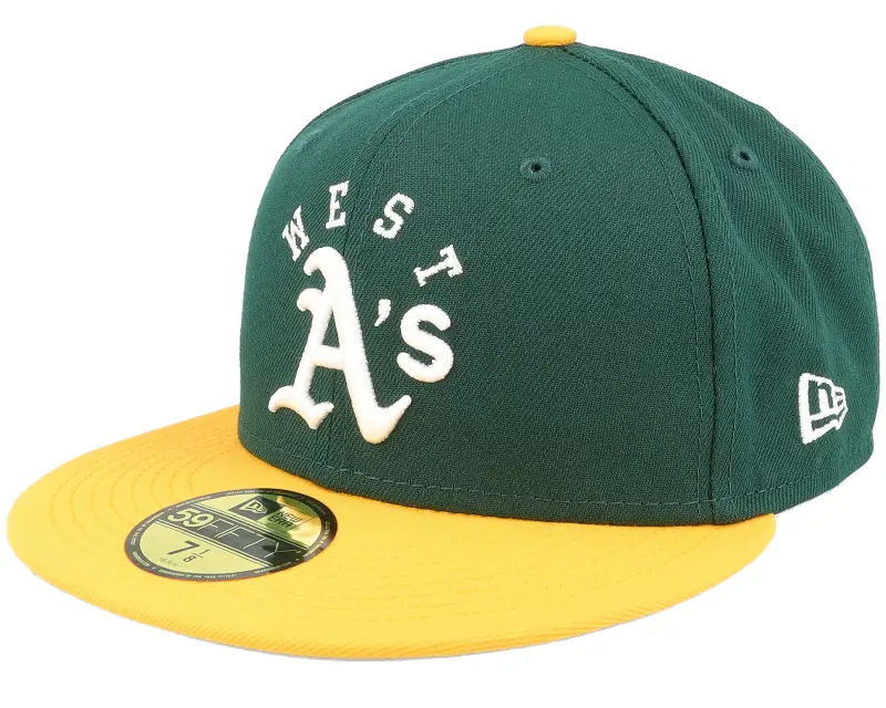 New Era Oakland Athletics Team League 59FIFTY Dark Green/Yellow Fitted online