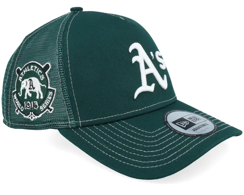 New Era Oakland Athletics World Series Dark Green A-frame Trucker online