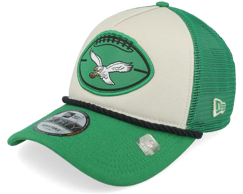 New Era Philadelphia Eagles Nfl24 Sideline His 9FORTY Stone/Green A-frame Trucker online