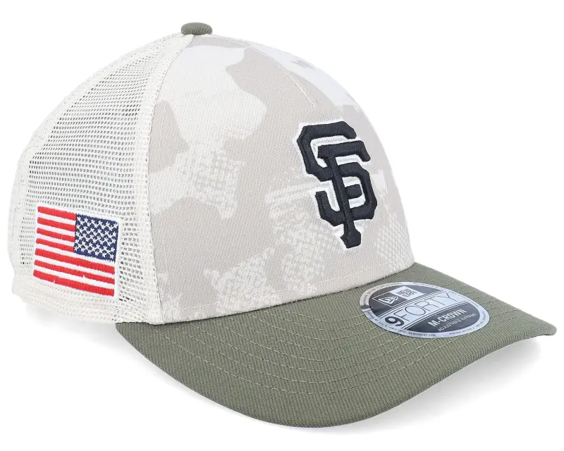 New Era San Francisco Giants MLB Armed Forces Day 9FORTY Stone/Olive A-frame Trucker online