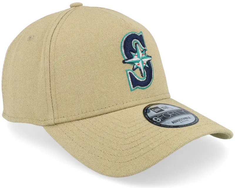 New Era Seattle Mariners Canvas Logo Essentials Khaki A-frame Adjustable online