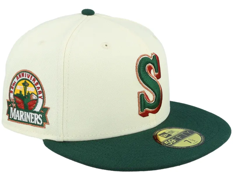 New Era Seattle Mariners Coral 59FIFTY Chrome 30th Chrome/Dark Green Fitted online