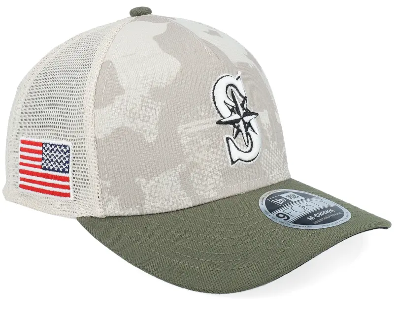 New Era Seattle Mariners MLB Armed Forces Day 9FORTY Mc Stone/Olive A-frame Trucker online