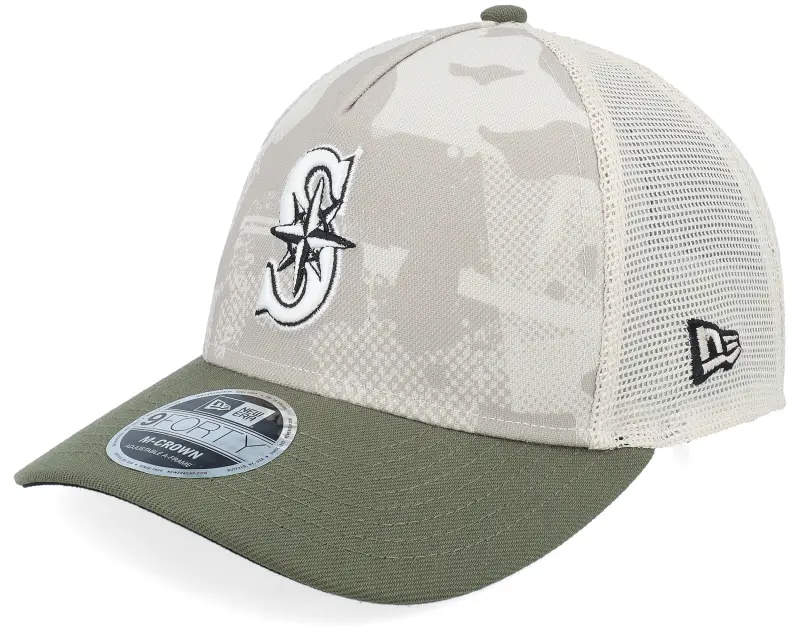 New Era Seattle Mariners MLB Armed Forces Day 9FORTY Mc Stone/Olive A-frame Trucker online