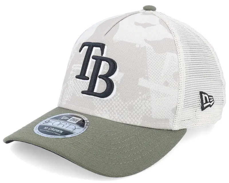 New Era Tampa Bay Rays MLB Armed Forces Day 9FORTY Stone/Olive A-frame Trucker online