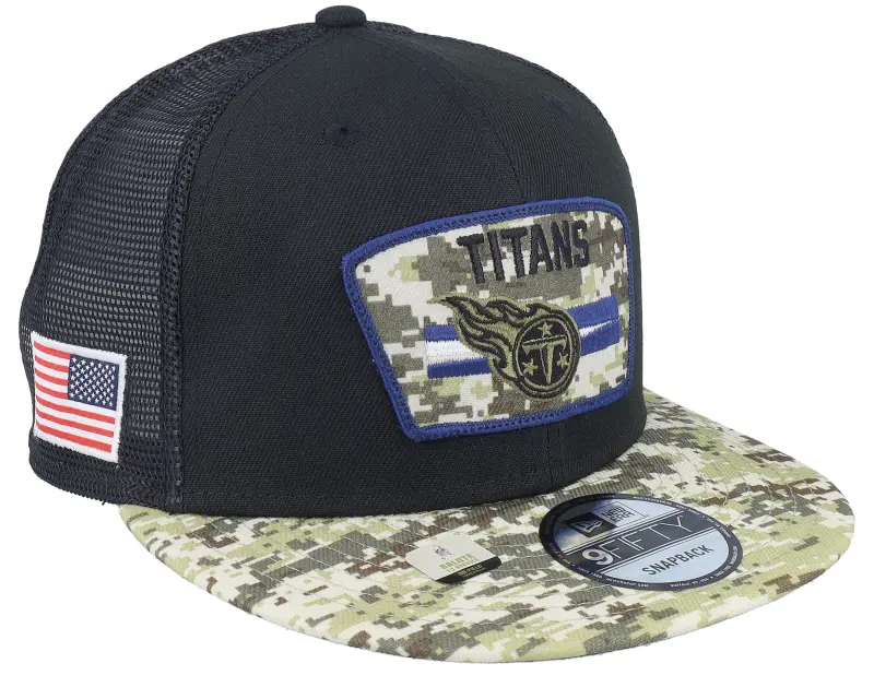 New Era Tennessee Titans NFL21 Salute To Service 9FIFTY Black/Camo Trucker online