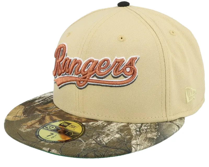 New Era Texas Rangers Camping Pack 59FIFTY 50th Anniversary Vgold/Real Tree Fitted online